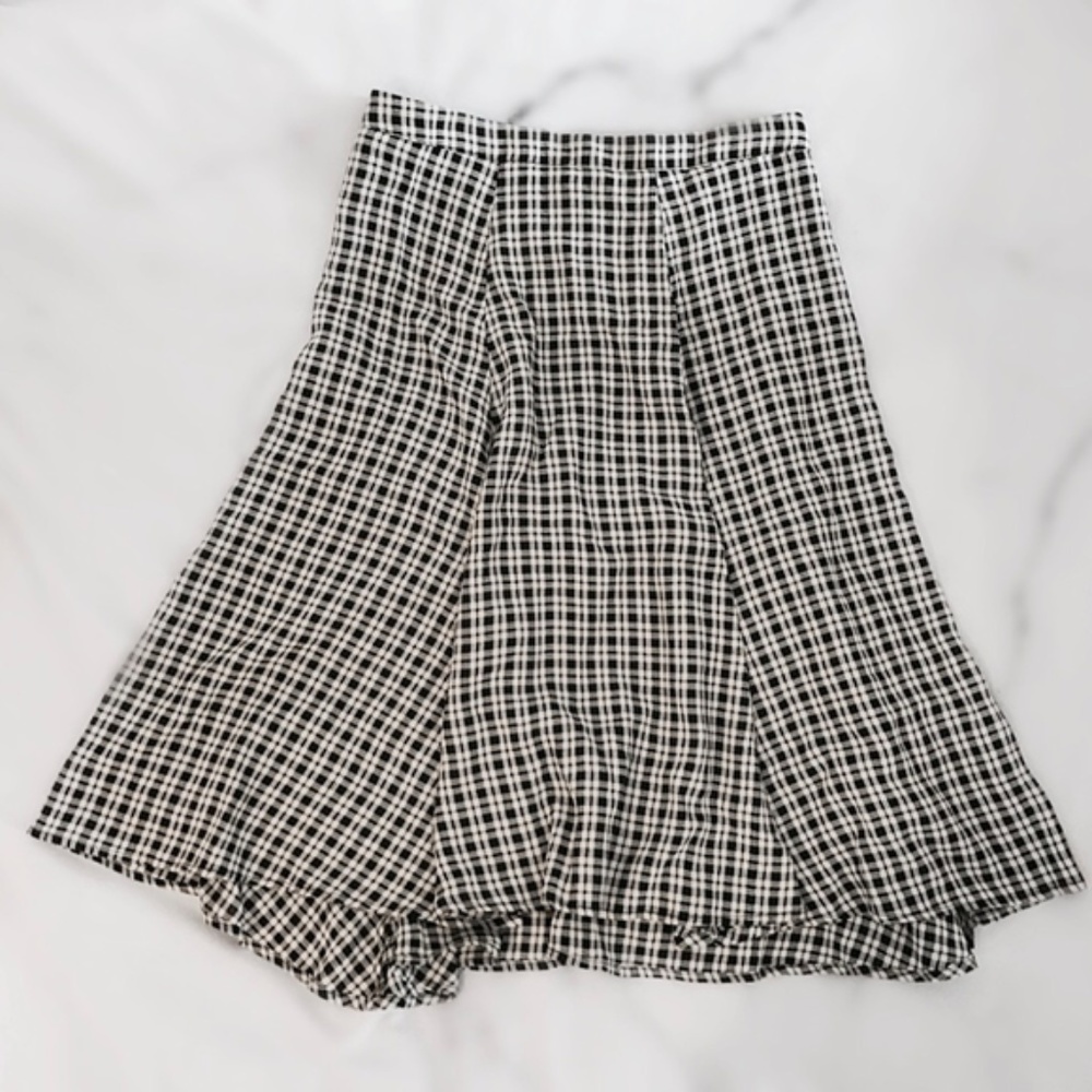 Reformation "Primrose Plaid" Flare Skirt